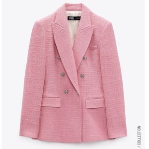 Zara Pink Double-Breasted Blazer